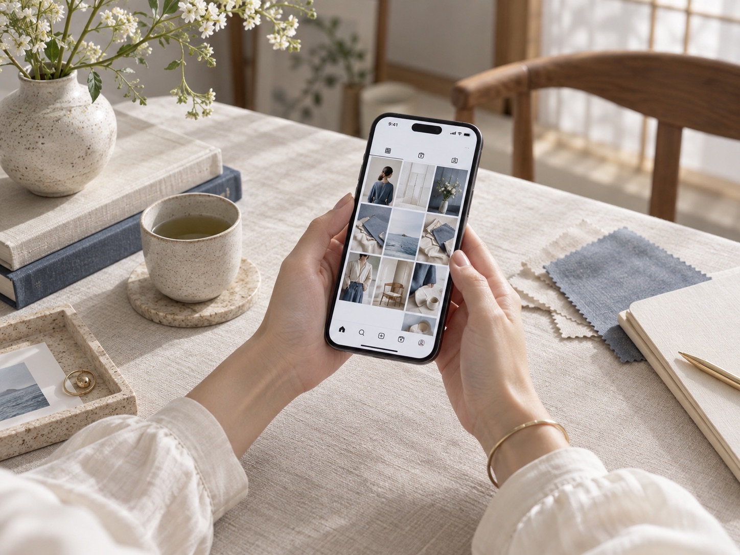 スマートフォンでSNSを見る手元のイメージ